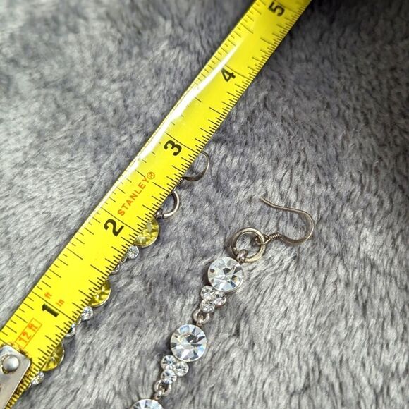 Vintage Sparkly Clear Large Rhinestone Drop Pierced Earrings - Picture 4 of 8